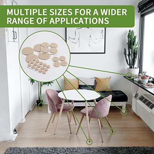 Felt Furniture Pads for Hardwood Floors 162 PCS, Round, Beige - size: 162PCS Value Pack Round Beige