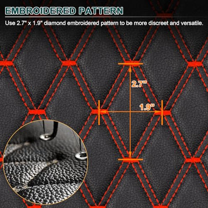 Vinyl Upholstery Diamond Fabric by the Yard, Black with Red Stitching - color: Black(red Thread), size: Style-B