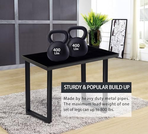 Taelakeni 36 Inch Metal Bar Table Legs, Heavy Duty Dinning Table Leg with Adjustment Feet Pads, Set of 2, Industrial Style - color: Square, size: 36 IN