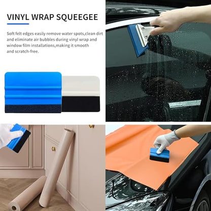 18PCS Car Window Tint Kit, Vehicle Glass Protective Film Wrapping Installation Set, Auto Vinyl Wrap Tinting Tools Included Squeegees, Window Rubber Squeegee,Cutting Knife with Blades (18PCS)