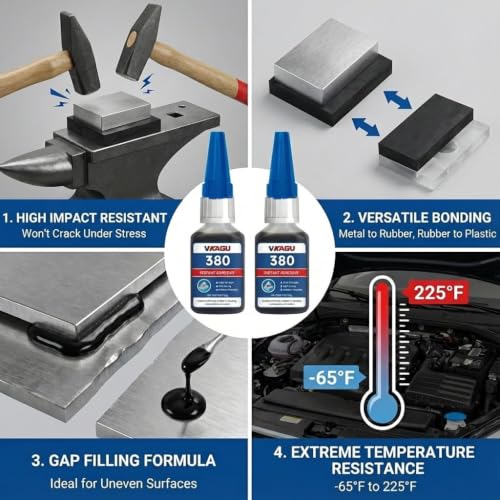 380 Super Glue Black High-Viscosity Instant Adhesive 20g Suitable for Metal Plastic and Rubber 4 Pack - size: 380, style: 4 Pack