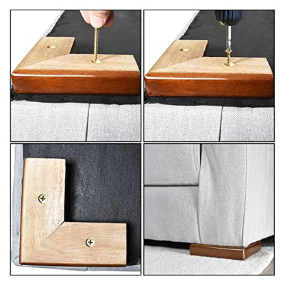 Wooden Bed Riser 1 inch Sofa Risers for Furniture L Shaped Couch Sofa Feet Dresser Leg Set of 4 (Brown, 1 inch) - color: Brown, size: 1 inch