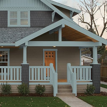 Glidden Total Exterior Paint & Primer All-in-One, Aqua Smoke/Aqua, Semi-Gloss, 1 Gallon - color: Aqua Smoke, size: 128 Fl Oz (Pack of 1)