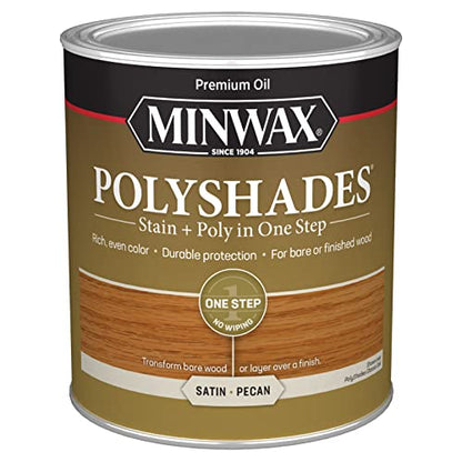 Minwax PolyShades Wood Stain + Polyurethane Finish – Quart, Pecan, Satin - color: Pecan, size: 1 Quart, style: Satin