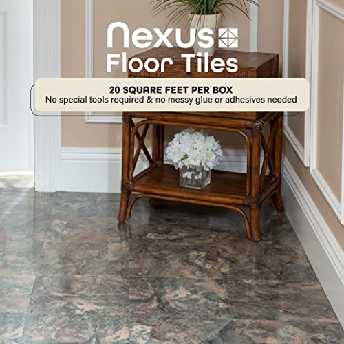 Nexus Self Adhesive 12-Inch Vinyl Floor Tiles, 20 Tiles, 12 x 12 in - color: Dark Slate Marble, style: Marble look