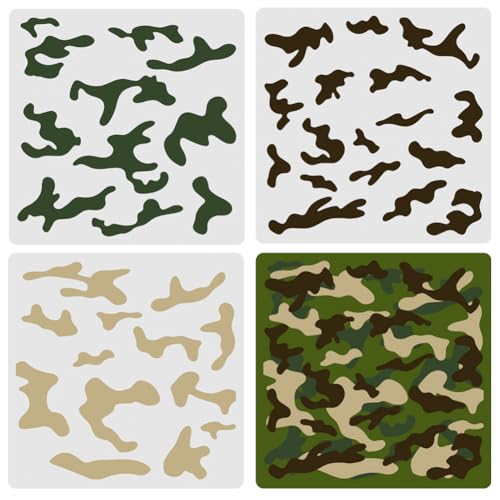 3PCS Big Camo Stencil Set for Spray Drawing 12 x 12 Inch, Camouflage Stencils Large Reusable Plastic DIY Craft Templates for Boat Car Truck Wood Wall Floor Glass Furniture Canvas Home Decor - color: Camo-2