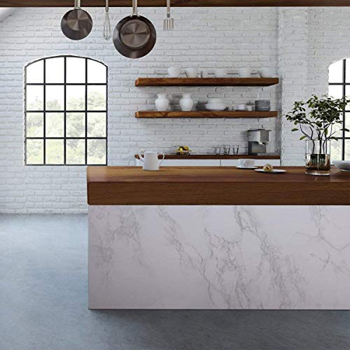 Marble Contact Paper White Extra Wide Peel and Stick for Kitchen Countertop - color: Gray/White, size: 35.4" x 118"