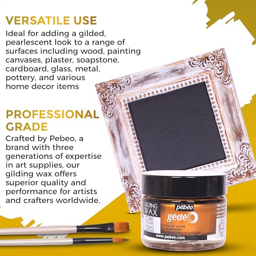 Pebeo Gilding Wax 30ml, Silver Metallic Wax Bundle w/Moshify Brushes - color: Silver