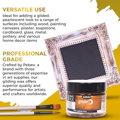 Pebeo Gilding Wax 30ml, Silver Metallic Wax Bundle w/Moshify Brushes - color: Silver