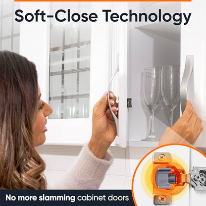 Decobasics 4 Pack Soft Close Cabinet Hinges – 7/16" Overlay for Kitchen Cabinet Doors, Face Frame Concealed Hidden Hinges – Stainless Steel, Self-Closing with 3-Way Adjustment & Slow Close Damper - size: 7/16 Inch