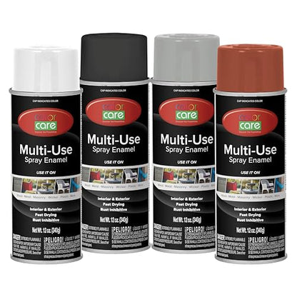 Spray Paint, 12 oz, 4-Pack (Industrial Mix: Gloss White, Flat Black, Gray Primer, Red Oxide Primer) – All-Purpose, Indoor & Outdoor, Rust Resistant, for Wood, Metal, Plastic & Masonry - color: Industrial Mix