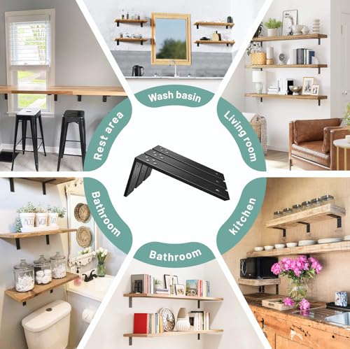WINKER Countertop Support Brackets 3 Pack L Bracket 16" x 6" x 2.5" Heavy Duty 3/8" Thick Steel Corbels L Shape Bracket for Wood Shelf/Quartz/Granite/Concrete Countertops - size: 16 Inch, style: Black-3 Pack