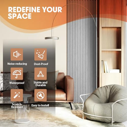 OUZUGIE WPC Acoustic Slat Wall Paneling, 8-Pack 96 x 6 Inches - color: Gray, size: (High)96“ x 6"