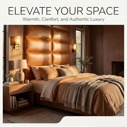 Xuhal 70.8 x 29.4 in Peel and Stick Queen Headboard, 9 Panels, Oak