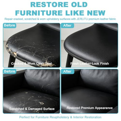 Black Faux Leather Fabric 118"×55" Lychee Grain Upholstery Vinyl - color: Black Lychee Grain, size: 118"x55" (300cm x 140cm)