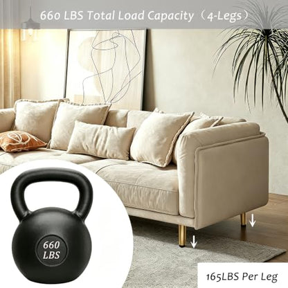 Geesatis 8 Inch Metal Furniture Legs 4Pcs, Slant Angled Tapered Legs,Gold - color: Gold, size: Height: 8 inch & Straight