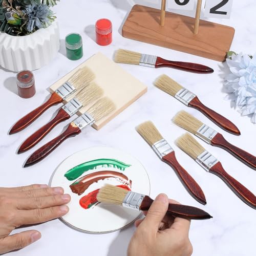 arricraft 10 Pcs Chalk Paint Brushes Set, Natural Bristle Paint Brush with Wood Handle for Painting, Stenciling, Waxing, Works with All Chalk Paints