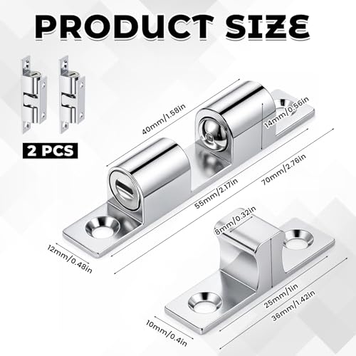 Double Roller Catch Cabinet Latches 2Pcs 2.75"/ 70mm Adjustable