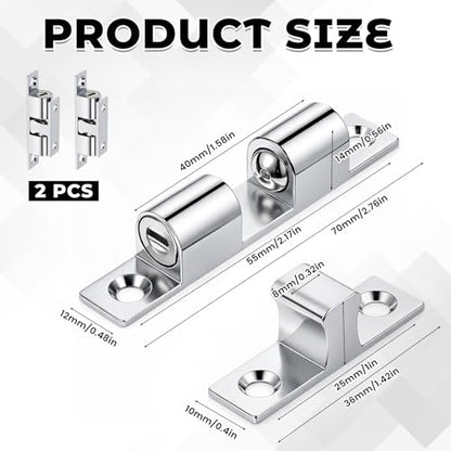 Double Roller Catch Cabinet Latches 2Pcs 2.75"/ 70mm Adjustable