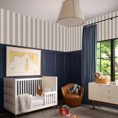 Blue and White Cream Striped Wallpaper Peel and Stick Self-Adhesive Removable Waterproof Wallpaper for Bedroom Kitchen Bathroom (Blue, 17.32"x 236.22") - color: Blue, size: 17.32"x 236.22"