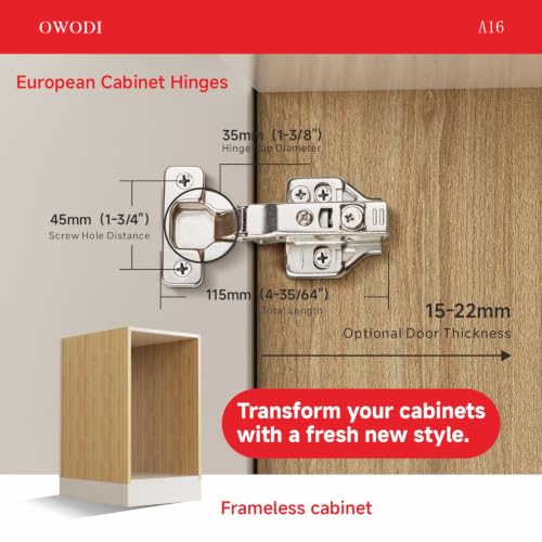 Full Overlay Cabinet Hinges 35mm Soft Close for Frameless Cabinets 10 Pack