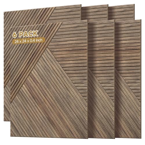 Acoustic Panels,6 Pack,23.6" x 23.6" Sound Panels,Natural Walnut - color: Natural Walnut