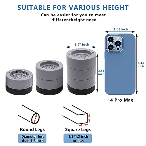 Furniture Risers 2 inch (Set of 4) Round Bed Risers Heavy Duty - color: Grey-4 Pack, size: two layers (2.3 inch)