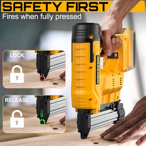 18 Gauge 2-in-1 Cordless Brad Nailer & Staple Gun, Compatible with DeWalt 20V MAX Batteries(No Battery),Includes 1000 Brad Nails & Staples for Home Improvement, DIY & Woodworking