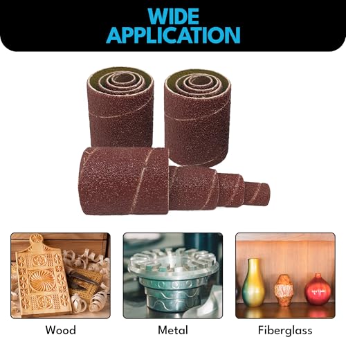 LINE10 Tools 12 Pack Spindle Sanding Sleeves, 2 Inch Long, 60, 80 and 120 Grit - size: 60-80-120 Grit, style: 12pc Sleeves Refill