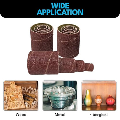 LINE10 Tools 12 Pack Spindle Sanding Sleeves, 2 Inch Long, 60, 80 and 120 Grit - size: 60-80-120 Grit, style: 12pc Sleeves Refill