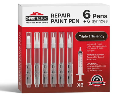 X-Protector Touch Up Paint Pen Kit, 6 Fillable Pens with 3 Types of Brushes - style: Pack of 6, Fillable
