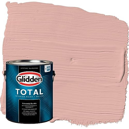 Glidden Total Interior Wall Paint & Primer All-in-One, Mesa Pink/Pink, Flat, 1 Gallon - color: Mesa Pink, size: 128 Fl Oz (Pack of 1)