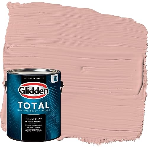 Glidden Total Interior Wall Paint & Primer All-in-One, Mesa Pink/Pink, Flat, 1 Gallon - color: Mesa Pink, size: 128 Fl Oz (Pack of 1)