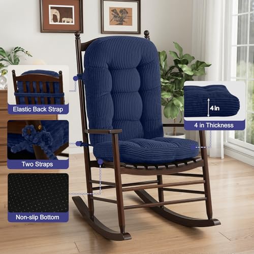 idee-home Rocking Chair Cushions Indoor, Glider Rocker Replacement Cushions - color: Navy, size: 28 X 19 X 4 In & 16 X 19 X 4 In
