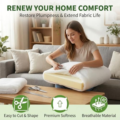 Upholstery Batting - 1Inch Thick Polyester Batting for Cushions, High Loft Cushion Wrap & Furniture Padding - 36" x 5 Yds - size: 36In x 5 Yards
