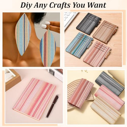 10 Colors 11.8 x 8.3 Inch Braided Texture PU Leather Sheets Soft Woven Leather Fabrics Waterproof Colorful Microfiber Leatherette Rolls for Crafts Handicraft DIY Projects ﻿Handbags Bows - style: woven pattern B