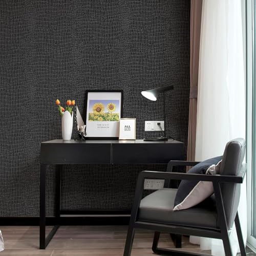 Zeeko Black Crocodile Peel and Stick Wallpaper 17.3" X 984" - color: Black, size: 17.3in x 82.02ft
