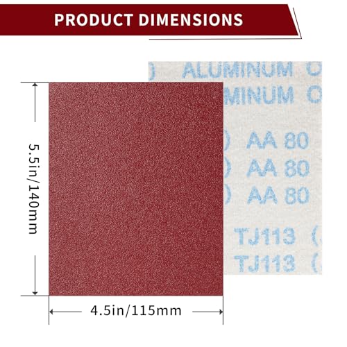 1/4 Sandpaper Sheet,4-1/2"*5-1/2" 50 Pack P80 Grit - style: 50pcs P80