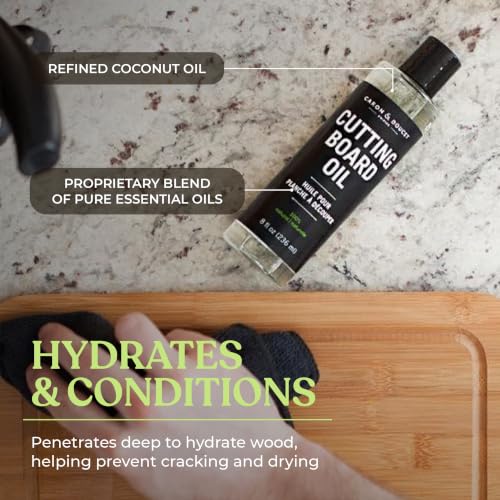 Caron & Doucet - Cutting Board & Butcher Block Conditioning Oil & Wood Finishing Wax Bundle | 100% Plant-Based & Vegan, Best for Wood & Bamboo Conditioning & Sealing | Does NOT Contain Mineral Oil!