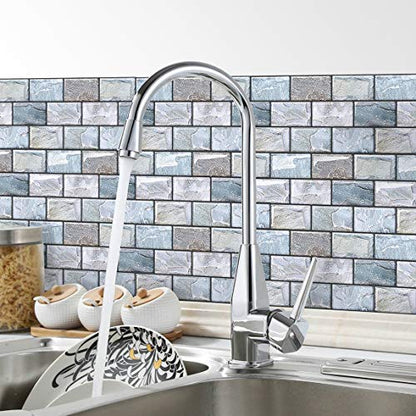 Peel and Stick Backsplash for Kitchen, Peel and Stick Tile Kitchen, Back Splash Tile for Bathroom, 3D Brick Wall Tiles Subway Tiles, 10 Sheets 10" x10.6 ﻿ - color: Blue