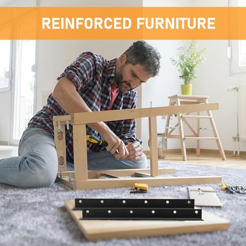 Raised Garden Bed Corner Brackets, 4pcs L Bracket, 90 Degree Angle Brackets, Black Metal Bed Corner Bracket Connectors for Furniture, Wood Frame, Shelf, Cabinet (275x25x25mm)
