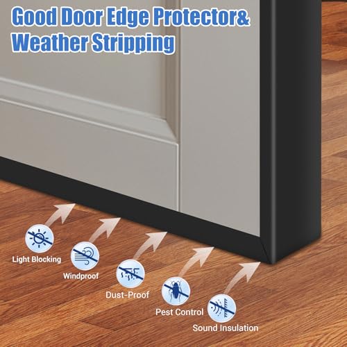 Rubber Edge Trim, Self-Adhesive U Channel Edge Protector for Interior Door Side, Woods, Flexible U Shaped Peel and Stick Edge Banding, Furniture Edge Guard, Fit 1-3/8"(35mm), 10Ft, Black - size: Fit 1-3/8"- L10'