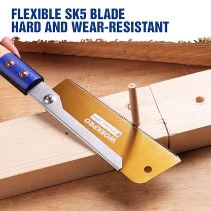 WORKPRO 6'' Japanese Pull Saw, Dovetail Saw with 23TPI & SK5 Flexible Blade - size: 6'' - Dovetail