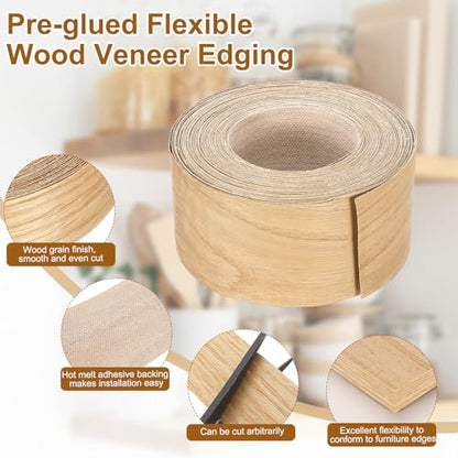 uxcell 3" x 49 ft Wood Edge Banding Pre-Glued Iron On Strip White Oak - color: White Oak, size: 3" x 49 ft