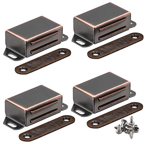 20 lbs Magnetic Door Catch, Heavy Duty Latch for Cabinets Shutter Closet Furniture Door, Stainless Steel Cabinet Catch, Oil Rubbed Bronze (4 Pack) - color: 4PCS