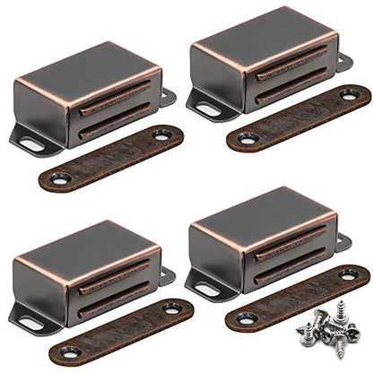 20 lbs Magnetic Door Catch, Heavy Duty Latch for Cabinets Shutter Closet Furniture Door, Stainless Steel Cabinet Catch, Oil Rubbed Bronze (4 Pack) - color: 4PCS