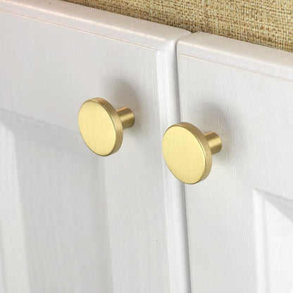 IVAILEX 10 Pack Gold Knobs for Cabinets and Drawers, 1.1 inch Gold Cabinet Knobs, Pure Solid Brass Knobs, Round Drawer Pulls, Brushed Brass Knobs for Kitchen (Round) - color: Round