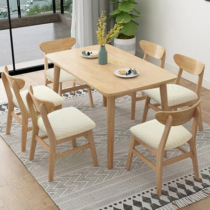 Fuloon Dining Chair Seat Covers Stretch Slipcovers, 6 Pack, Beige - color: Beige, size: Not Waterproof