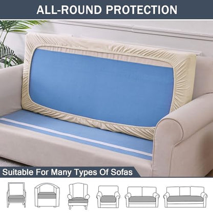 Stretch Cushion Cover, Soft Velvet Plush Cushion Slipcovers Loveseat Sofa Covers Couch Seat Covers Furniture Protector with Elastic Bottom (Beige, X-Large) - color: Beige, size: X-Large