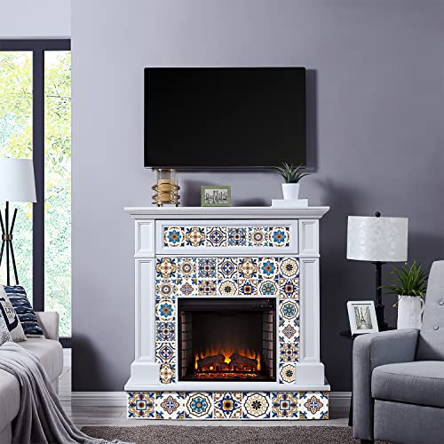 Easy Peel Stick Vinyl wall Tile Decals 4x4in Stick on backsplash,24Pc - color: Multi Color(main Brown-yellow Color) 4x4